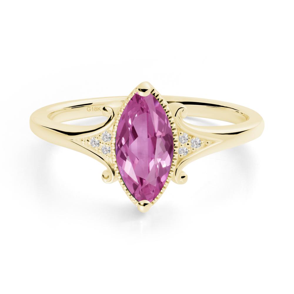 Scrollwork Marquise Pink Sapphire Ring - LUO Jewelry #metal_18k yellow gold