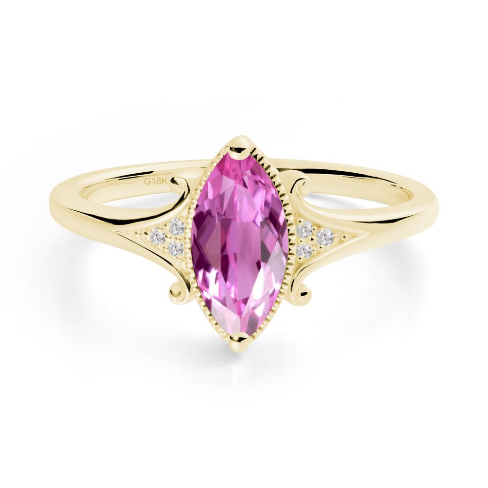 Scrollwork Marquise Pink Sapphire Ring - LUO Jewelry #metal_18k yellow gold