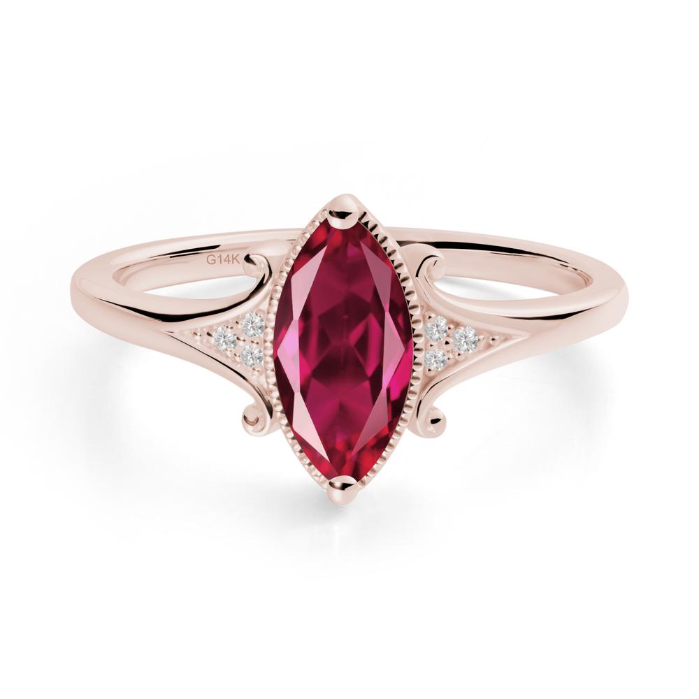 Scrollwork Marquise Ruby Ring - LUO Jewelry #metal_14k rose gold