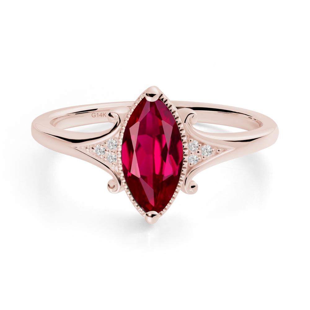 Scrollwork Marquise Ruby Ring - LUO Jewelry #metal_14k rose gold