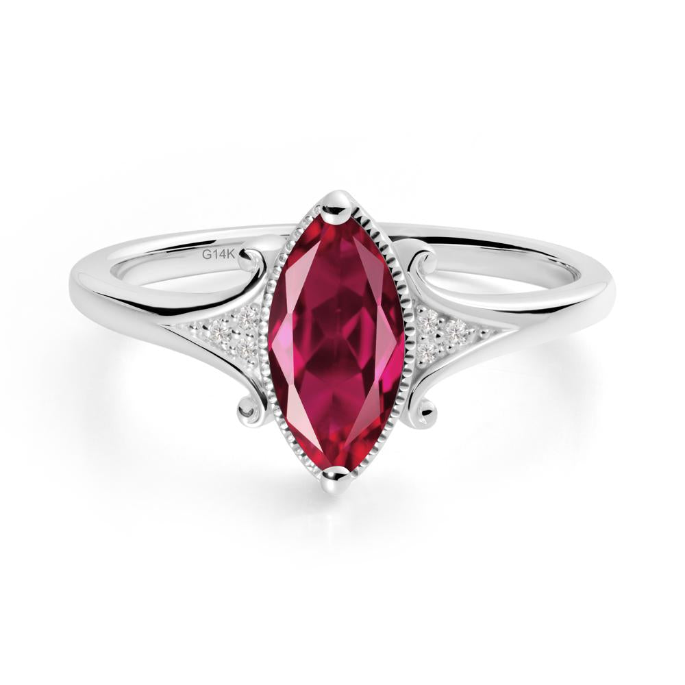 Scrollwork Marquise Ruby Ring - LUO Jewelry #metal_14k white gold