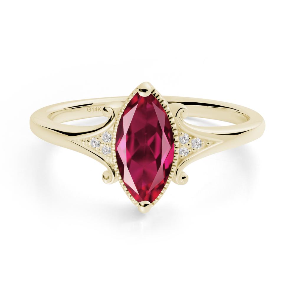 Scrollwork Marquise Ruby Ring - LUO Jewelry #metal_14k yellow gold