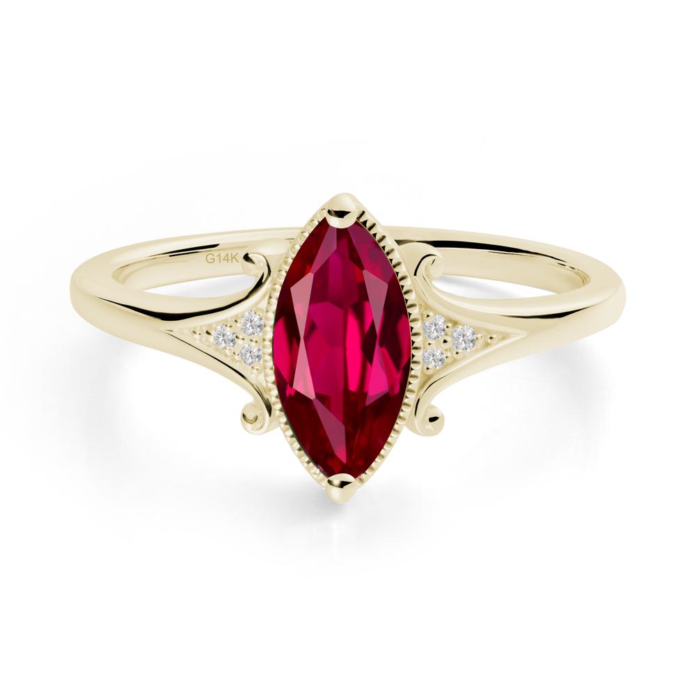Scrollwork Marquise Ruby Ring - LUO Jewelry #metal_14k yellow gold