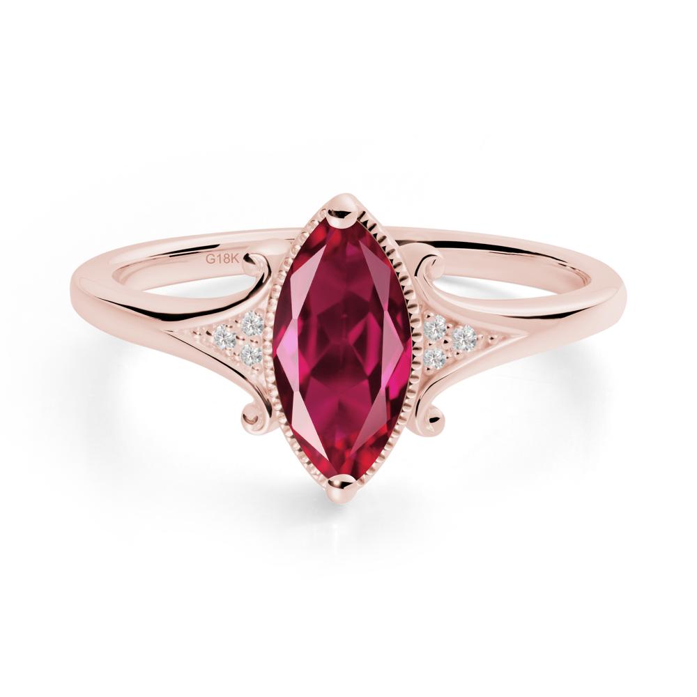 Scrollwork Marquise Ruby Ring - LUO Jewelry #metal_18k rose gold
