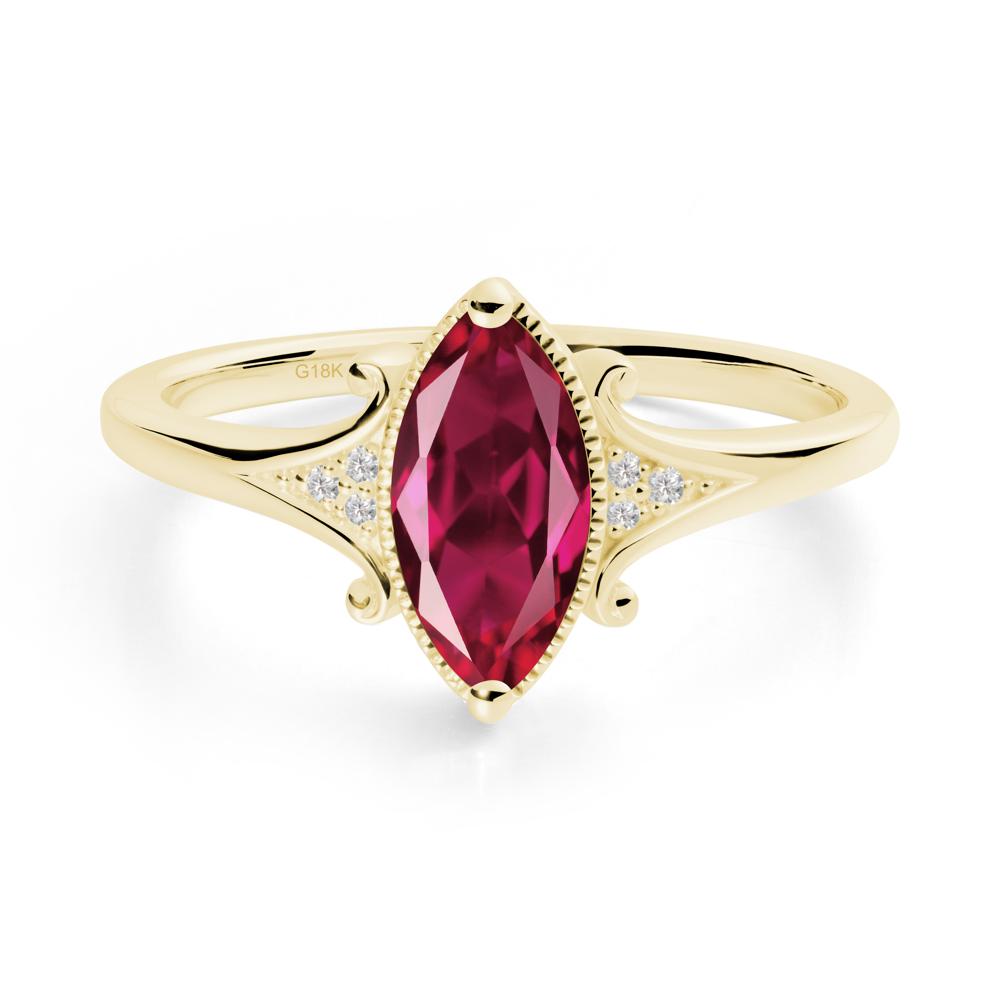 Scrollwork Marquise Ruby Ring - LUO Jewelry #metal_18k yellow gold