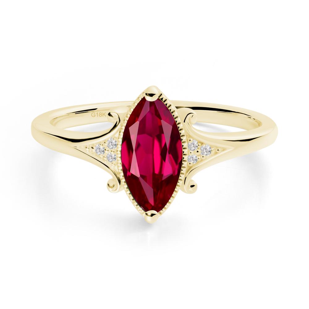 Scrollwork Marquise Ruby Ring - LUO Jewelry #metal_18k yellow gold