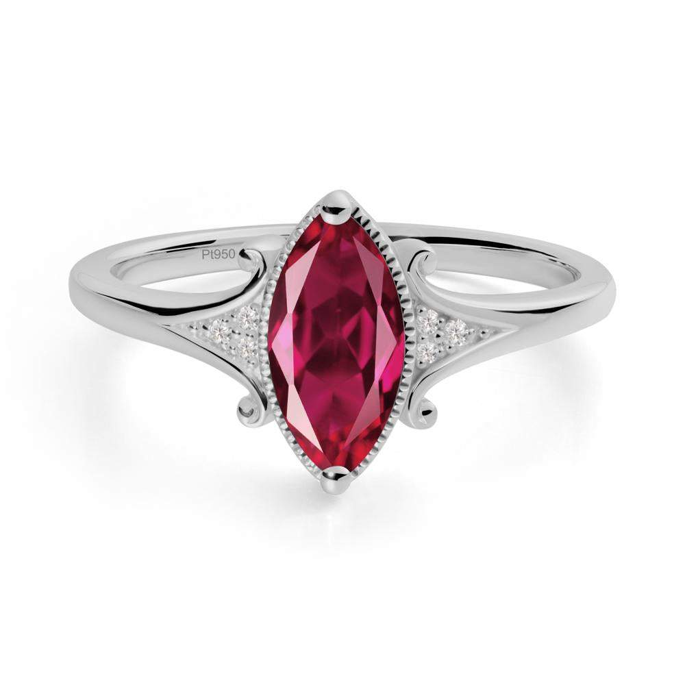 Scrollwork Marquise Ruby Ring - LUO Jewelry #metal_platinum