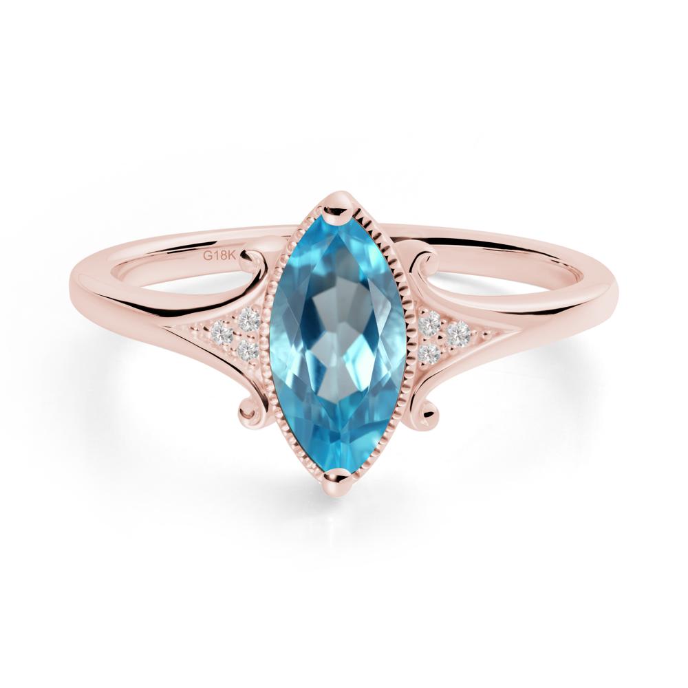 Scrollwork Marquise Swiss Blue Topaz Ring - LUO Jewelry #metal_18k rose gold