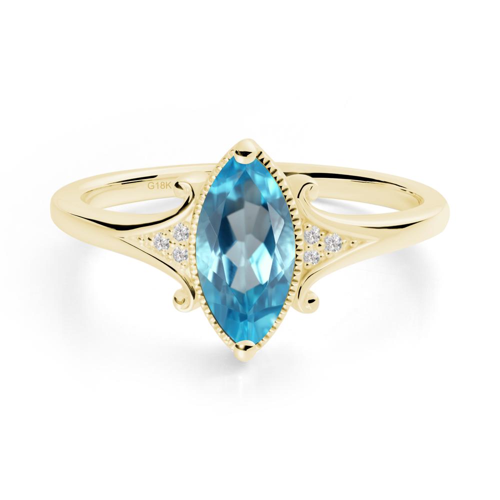 Scrollwork Marquise Swiss Blue Topaz Ring - LUO Jewelry #metal_18k yellow gold