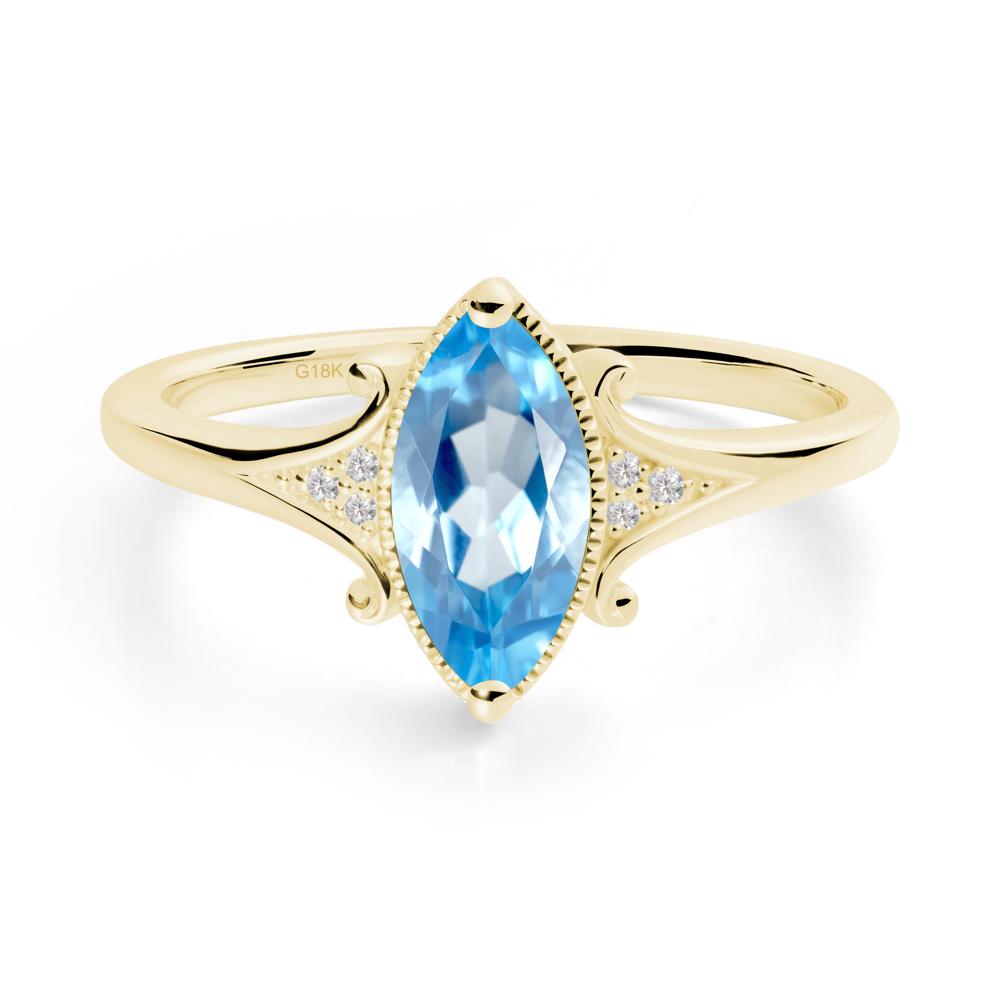 Scrollwork Marquise Swiss Blue Topaz Ring - LUO Jewelry #metal_18k yellow gold