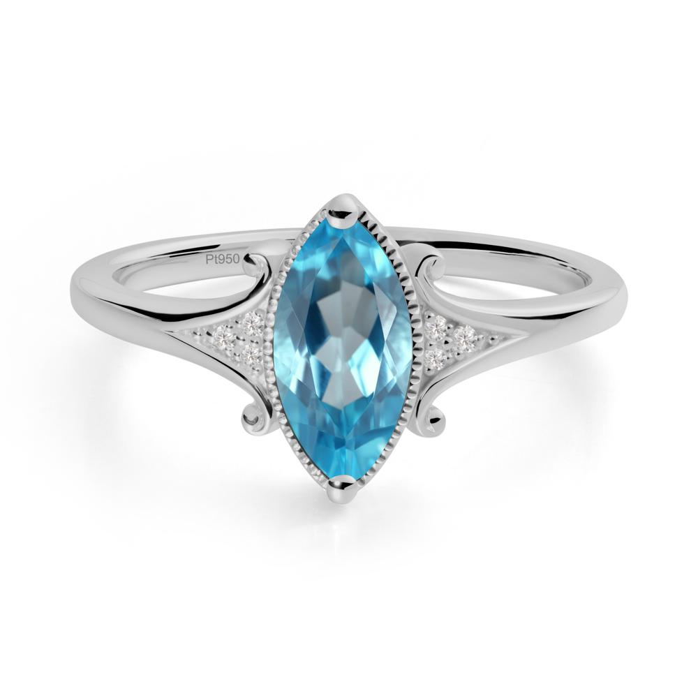 Scrollwork Marquise Swiss Blue Topaz Ring - LUO Jewelry #metal_platinum