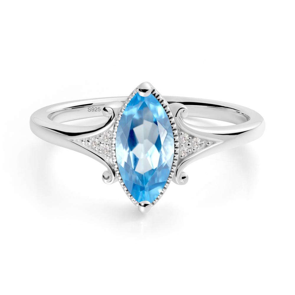 Scrollwork Marquise Swiss Blue Topaz Ring - LUO Jewelry #metal_sterling silver