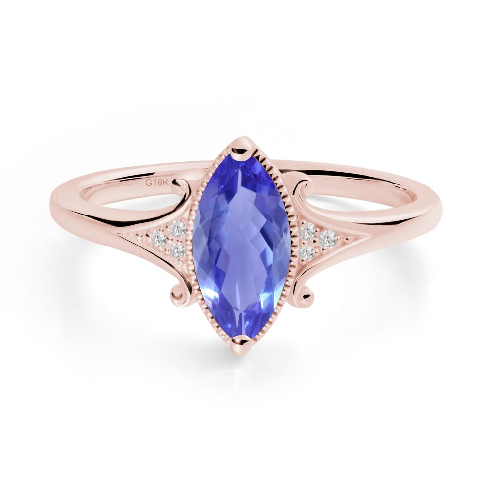 Marquise Tanzanite Milgrain Halo Ring - LUO Jewelry #metal_18k rose gold