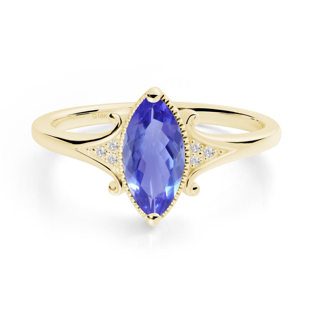 Marquise Tanzanite Milgrain Halo Ring - LUO Jewelry #metal_18k yellow gold