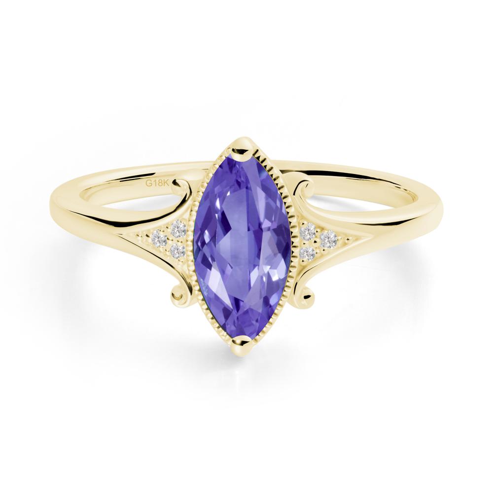 Marquise Tanzanite Milgrain Halo Ring - LUO Jewelry #metal_18k yellow gold