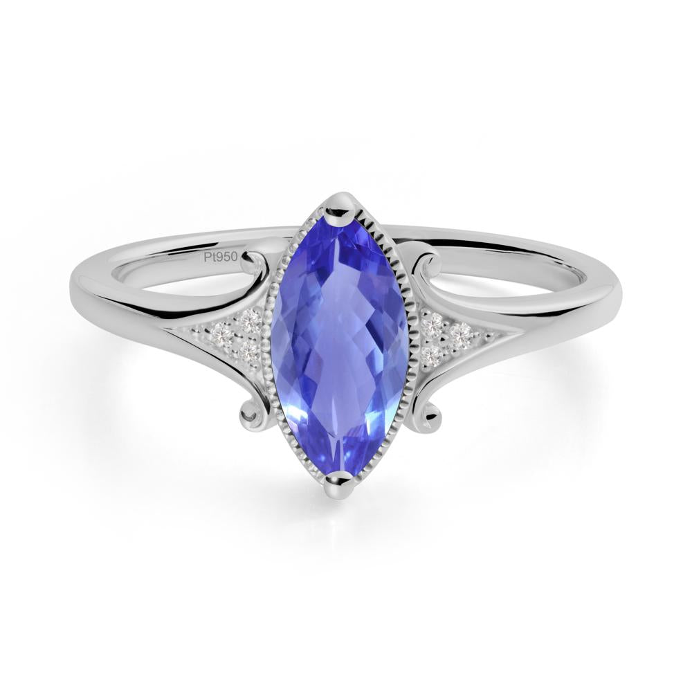 Marquise Tanzanite Milgrain Halo Ring - LUO Jewelry #metal_platinum