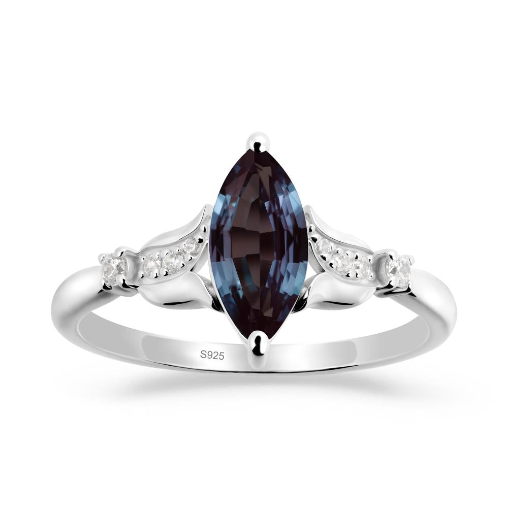 Marquise Alexandrite Floral Engagement Ring - LUO Jewelry #metal_sterling silver