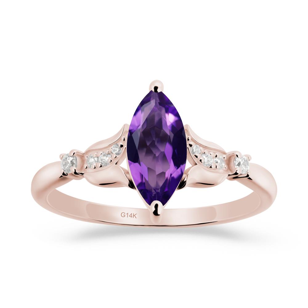 Marquise Amethyst Floral Engagement Ring - LUO Jewelry #metal_14k rose gold