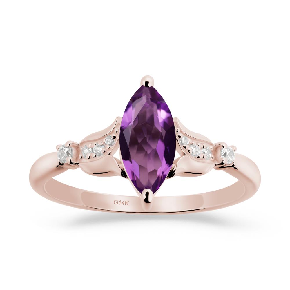 Marquise Amethyst Floral Engagement Ring - LUO Jewelry #metal_14k rose gold