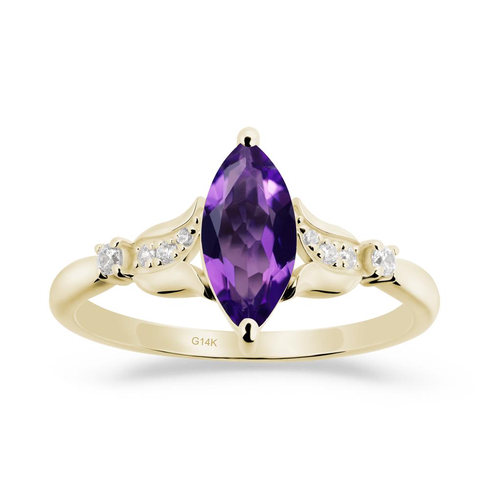 Marquise Amethyst Floral Engagement Ring - LUO Jewelry #metal_14k yellow gold