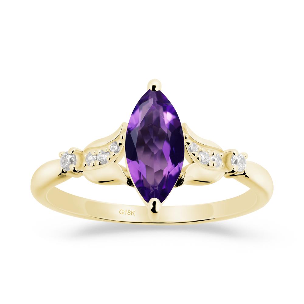 Marquise Amethyst Floral Engagement Ring - LUO Jewelry #metal_18k yellow gold