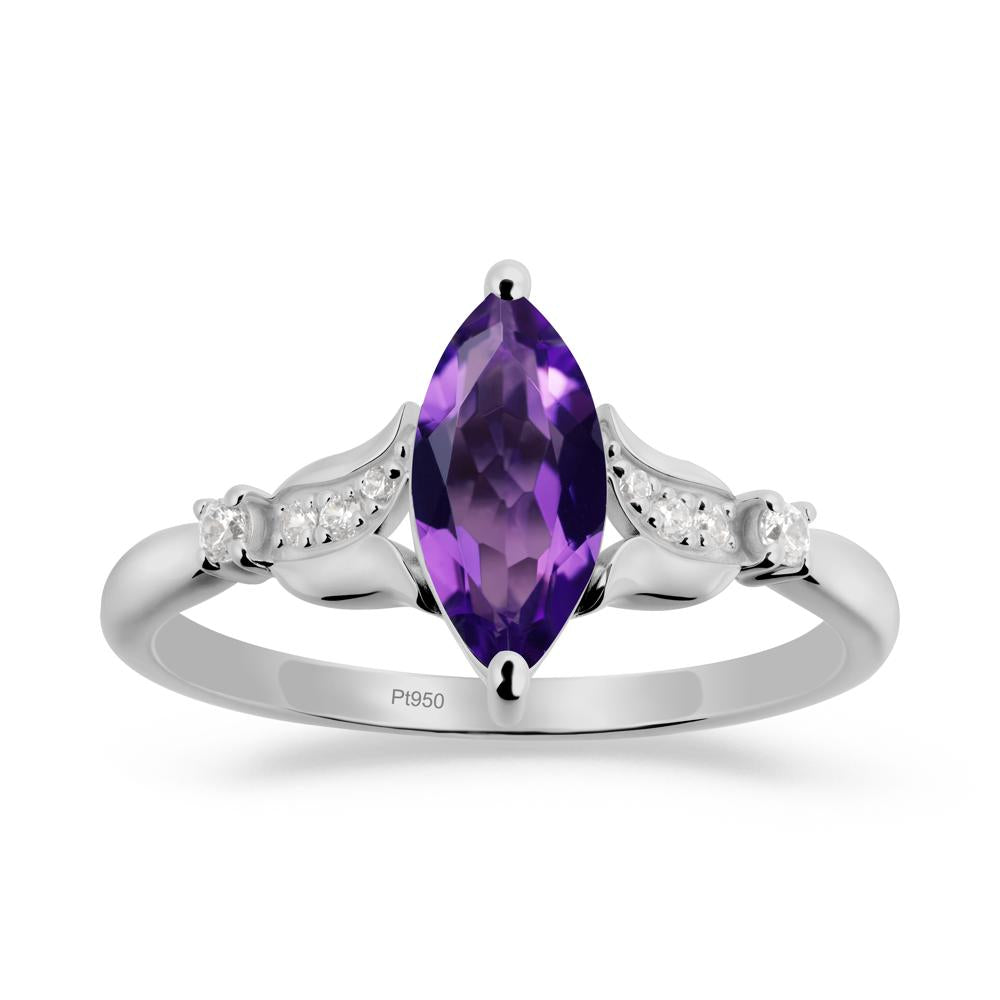 Marquise Amethyst Floral Engagement Ring - LUO Jewelry #metal_platinum