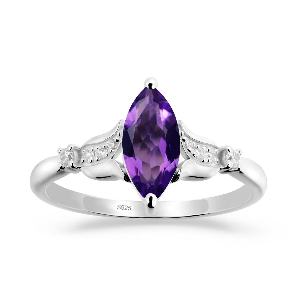 Marquise Amethyst Floral Engagement Ring - LUO Jewelry #metal_sterling silver