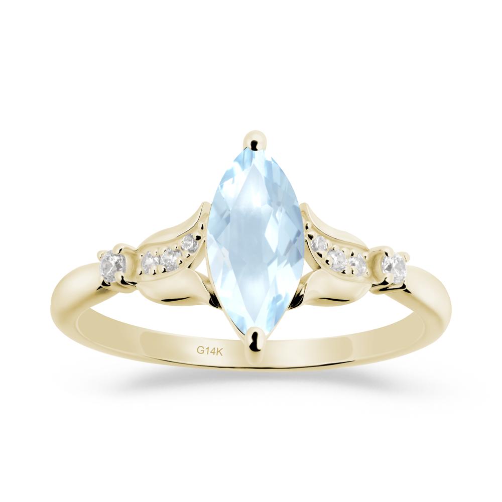 Marquise Aquamarine Floral Engagement Ring - LUO Jewelry #metal_14k yellow gold
