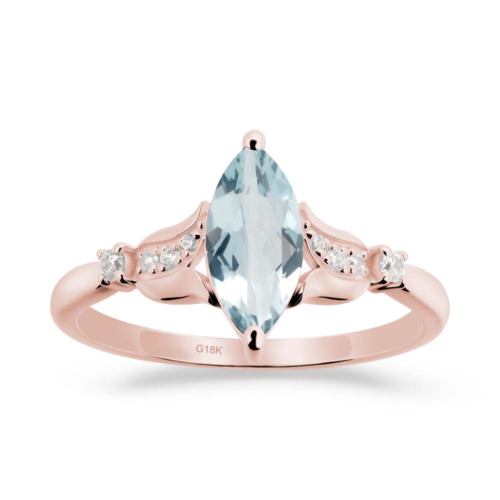 Marquise Aquamarine Floral Engagement Ring - LUO Jewelry #metal_18k rose gold