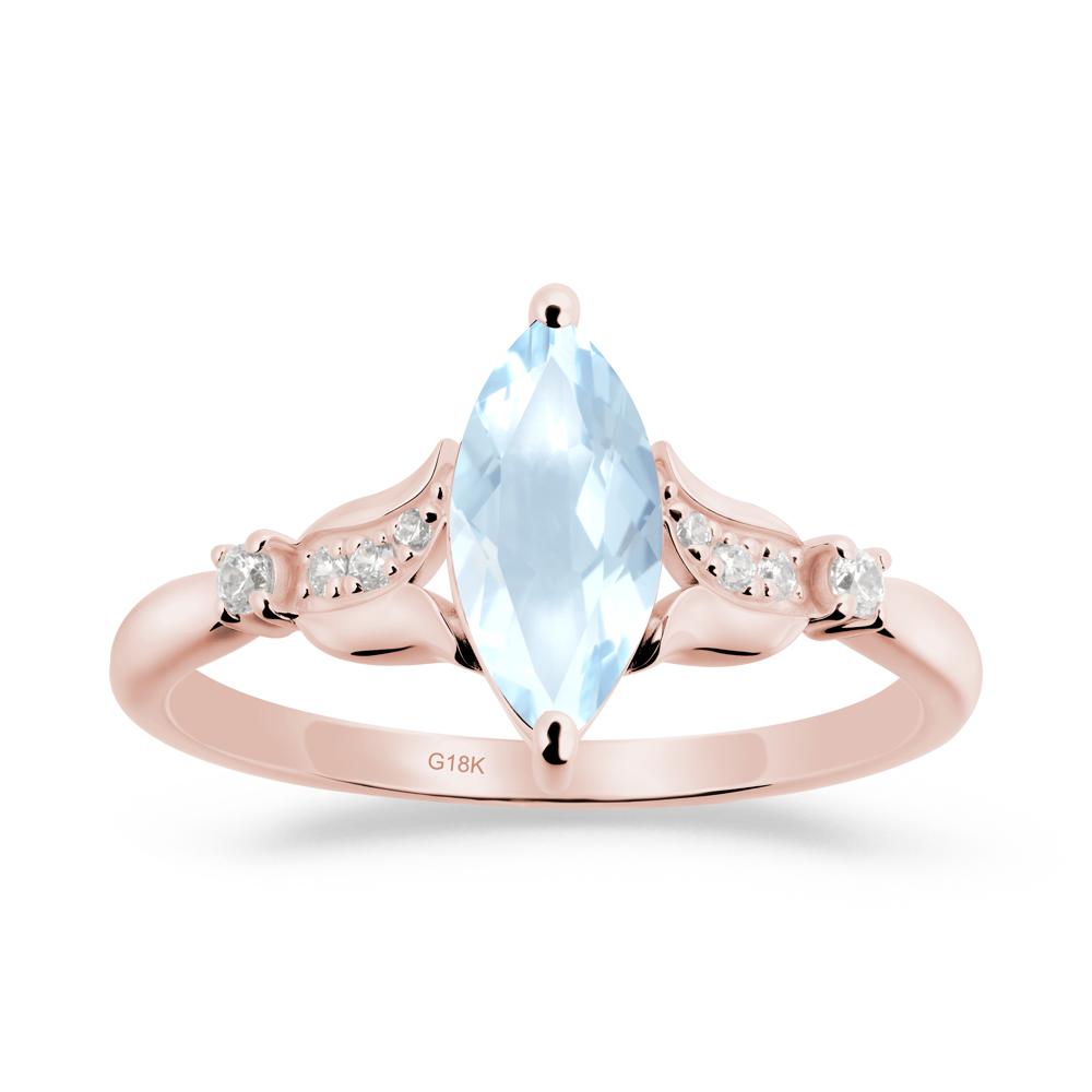 Marquise Aquamarine Floral Engagement Ring - LUO Jewelry #metal_18k rose gold