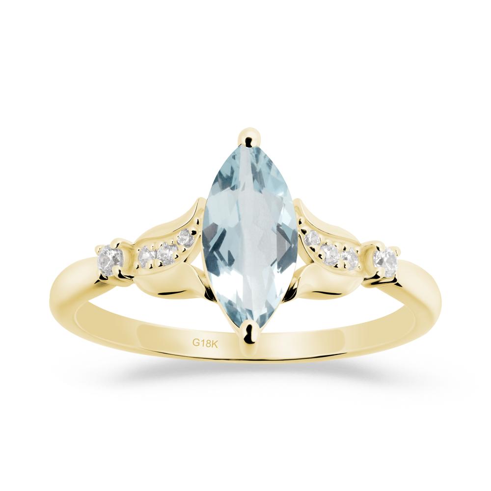 Marquise Aquamarine Floral Engagement Ring - LUO Jewelry #metal_18k yellow gold