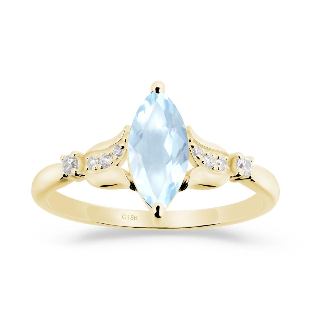 Marquise Aquamarine Floral Engagement Ring - LUO Jewelry #metal_18k yellow gold