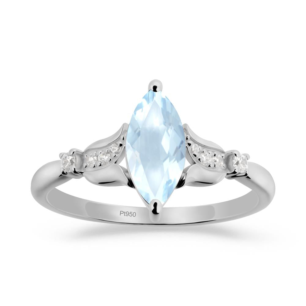 Marquise Aquamarine Floral Engagement Ring - LUO Jewelry #metal_platinum