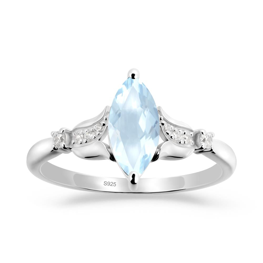 Marquise Aquamarine Floral Engagement Ring - LUO Jewelry #metal_sterling silver