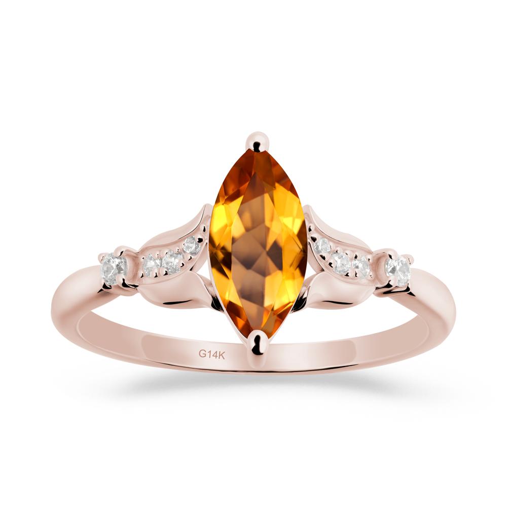 Marquise Citrine Floral Engagement Ring - LUO Jewelry #metal_14k rose gold