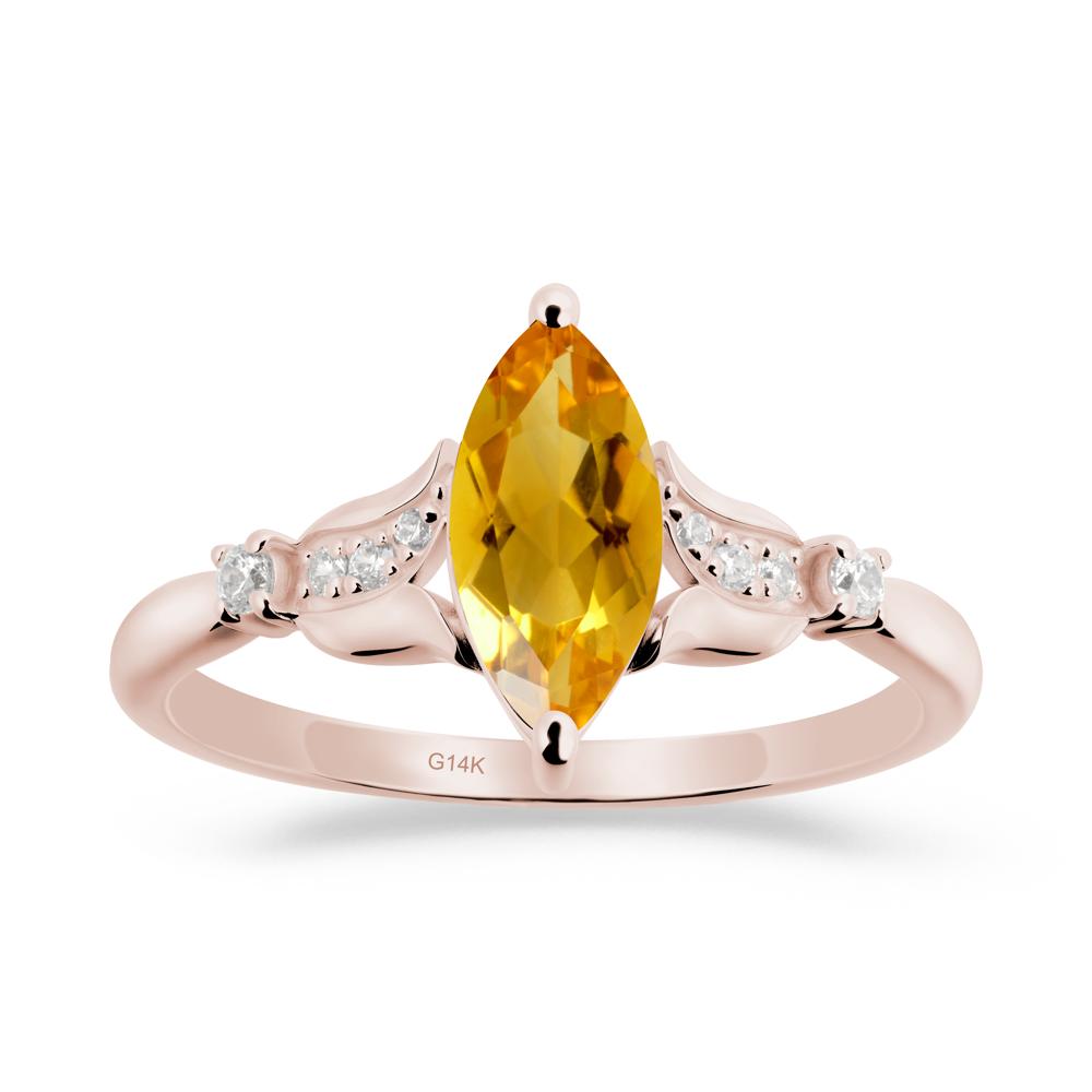 Marquise Citrine Floral Engagement Ring - LUO Jewelry #metal_14k rose gold