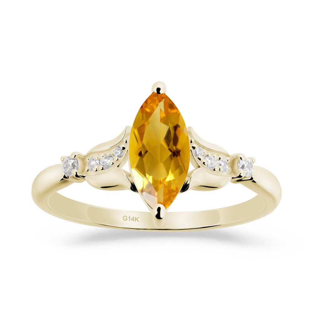 Marquise Citrine Floral Engagement Ring - LUO Jewelry #metal_14k yellow gold