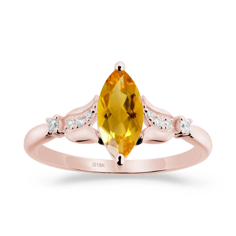 Marquise Citrine Floral Engagement Ring - LUO Jewelry #metal_18k rose gold