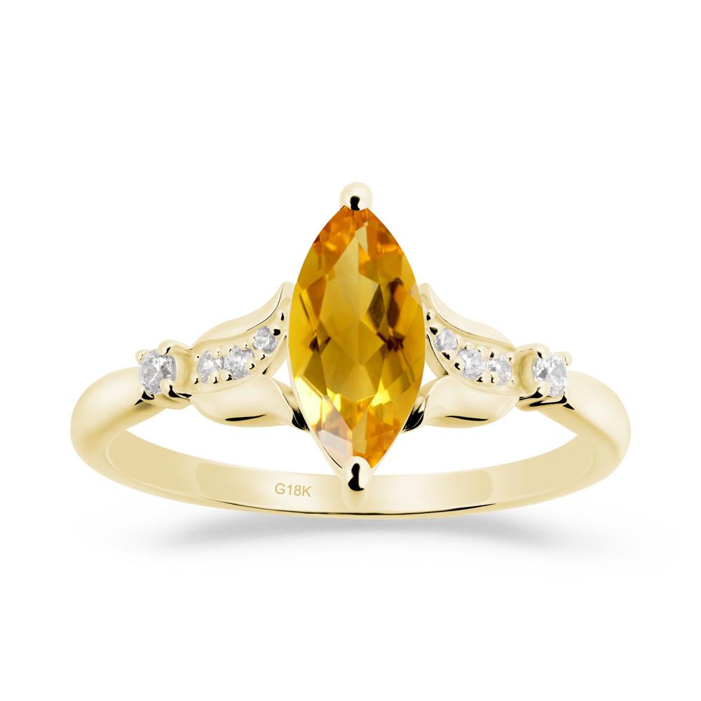 Marquise Citrine Floral Engagement Ring - LUO Jewelry #metal_18k yellow gold