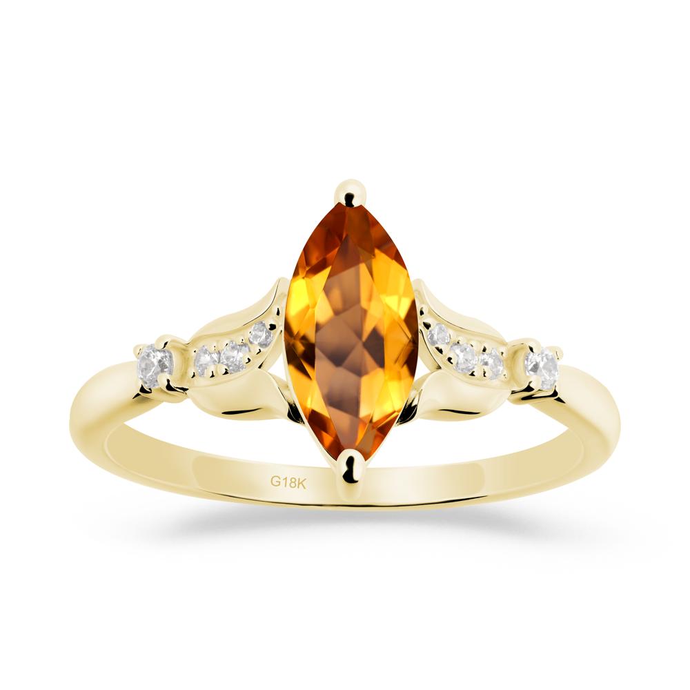 Marquise Citrine Floral Engagement Ring - LUO Jewelry #metal_18k yellow gold