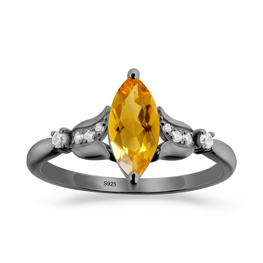 Marquise Citrine Floral Engagement Ring - LUO Jewelry #metal_black finish sterling silver