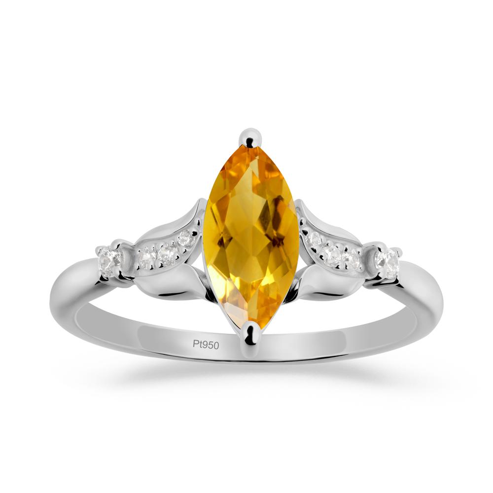 Marquise Citrine Floral Engagement Ring - LUO Jewelry #metal_platinum