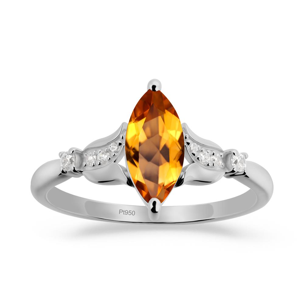 Marquise Citrine Floral Engagement Ring - LUO Jewelry #metal_platinum
