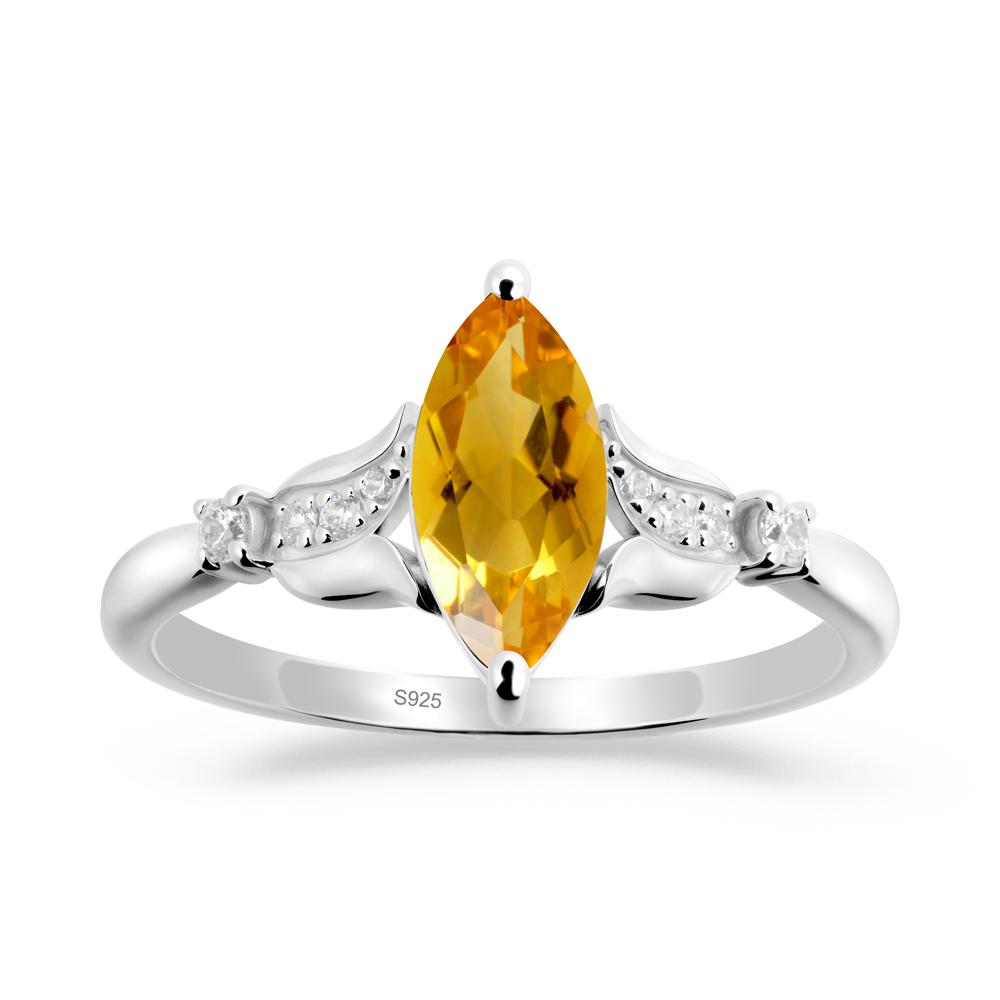 Marquise Citrine Floral Engagement Ring - LUO Jewelry #metal_sterling silver