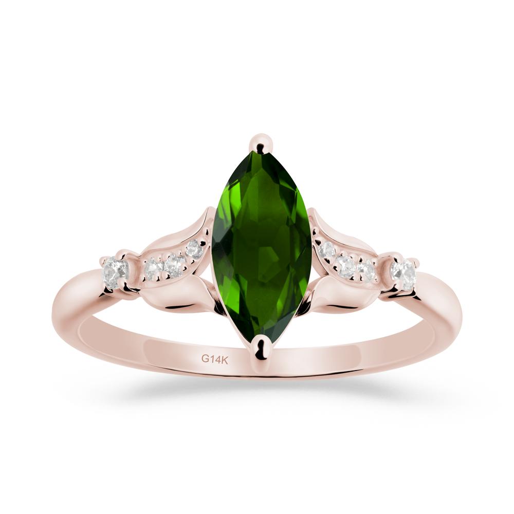 Marquise Diopside Floral Engagement Ring - LUO Jewelry #metal_14k rose gold