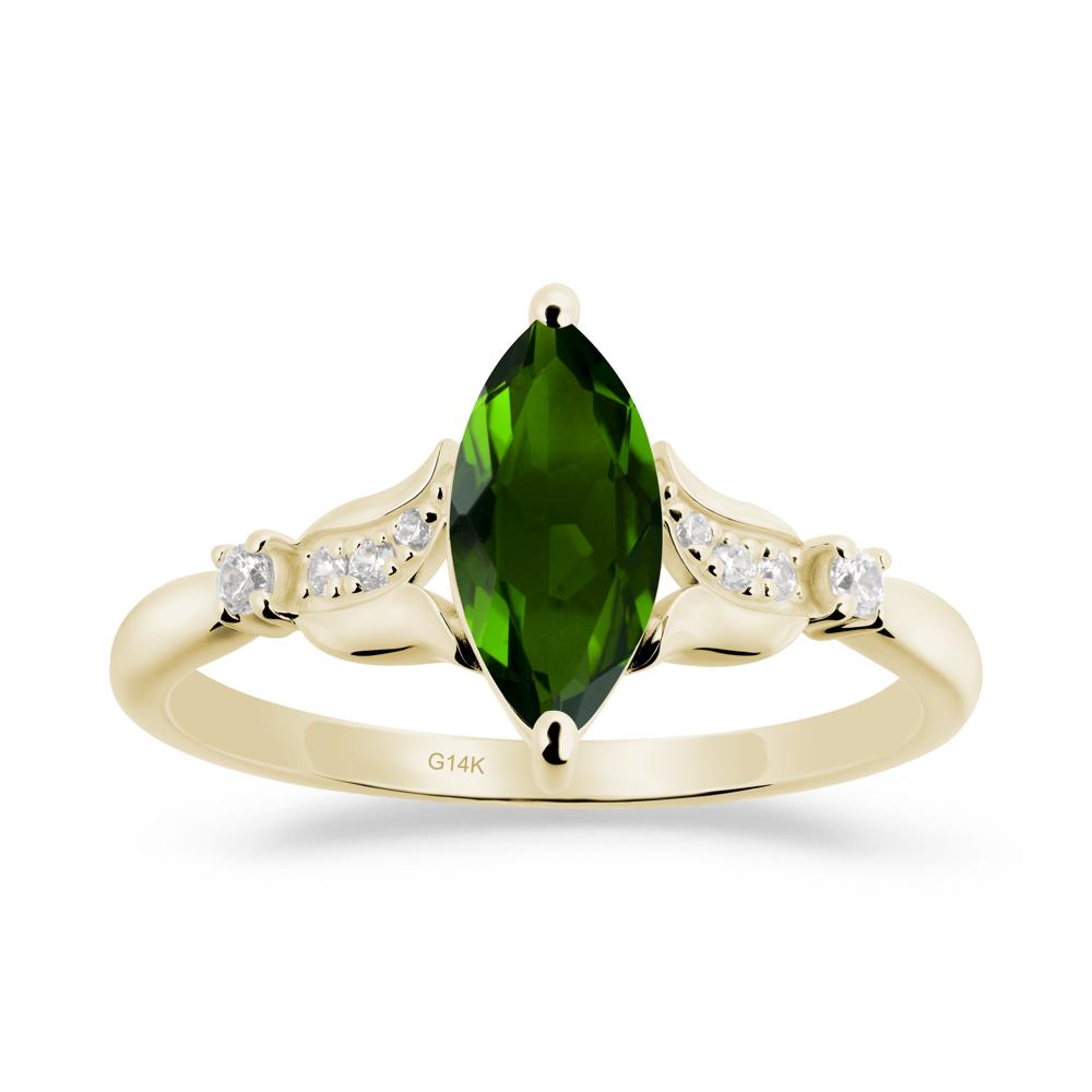 Marquise Diopside Floral Engagement Ring - LUO Jewelry #metal_14k yellow gold