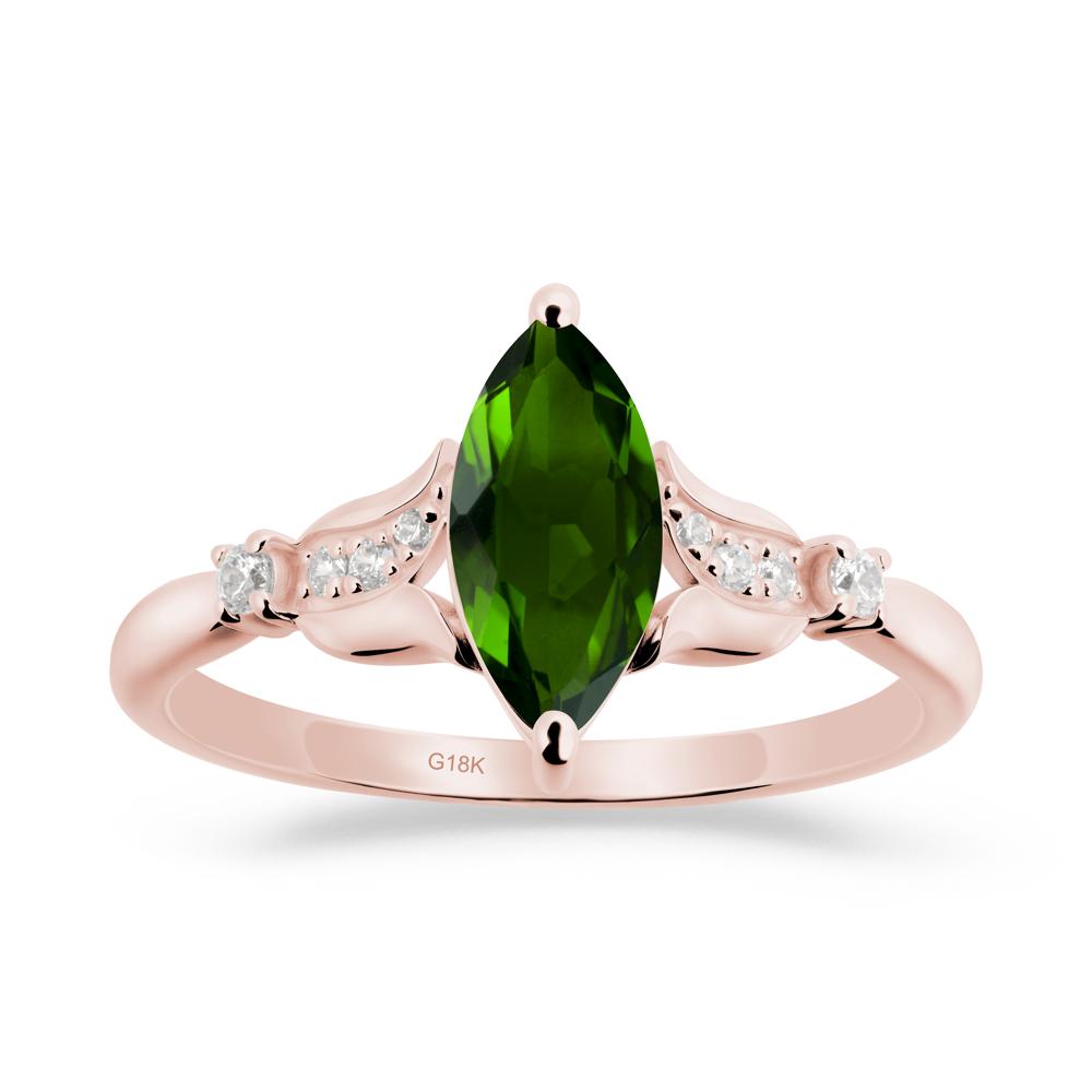 Marquise Diopside Floral Engagement Ring - LUO Jewelry #metal_18k rose gold