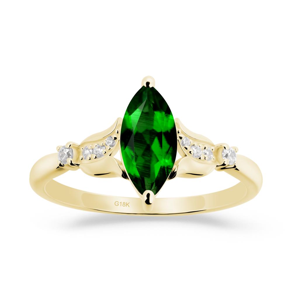 Marquise Diopside Floral Engagement Ring - LUO Jewelry #metal_18k yellow gold