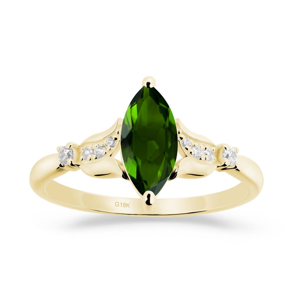 Marquise Diopside Floral Engagement Ring - LUO Jewelry #metal_18k yellow gold