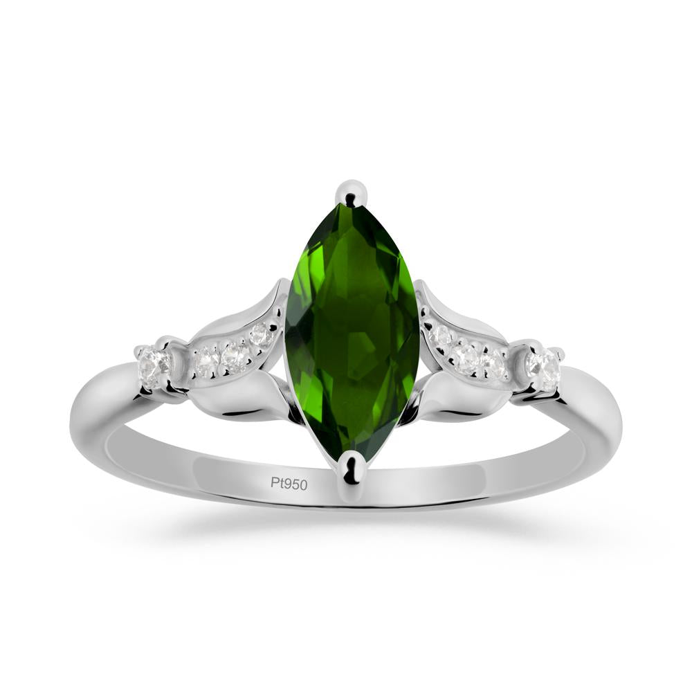 Marquise Diopside Floral Engagement Ring - LUO Jewelry #metal_platinum